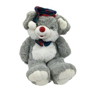 vintage Jcpenney Holiday collection Mouse bow tie gray‎ white hat Christmas  25"